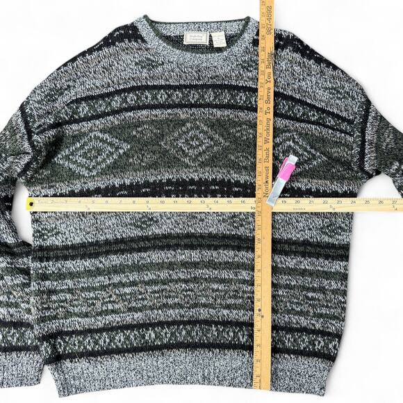 Bugle Boy Vintage Sweater Geo Stripe Y2K 80s 90s Grunge Grandpa Cabincore XL - Picture 6 of 7